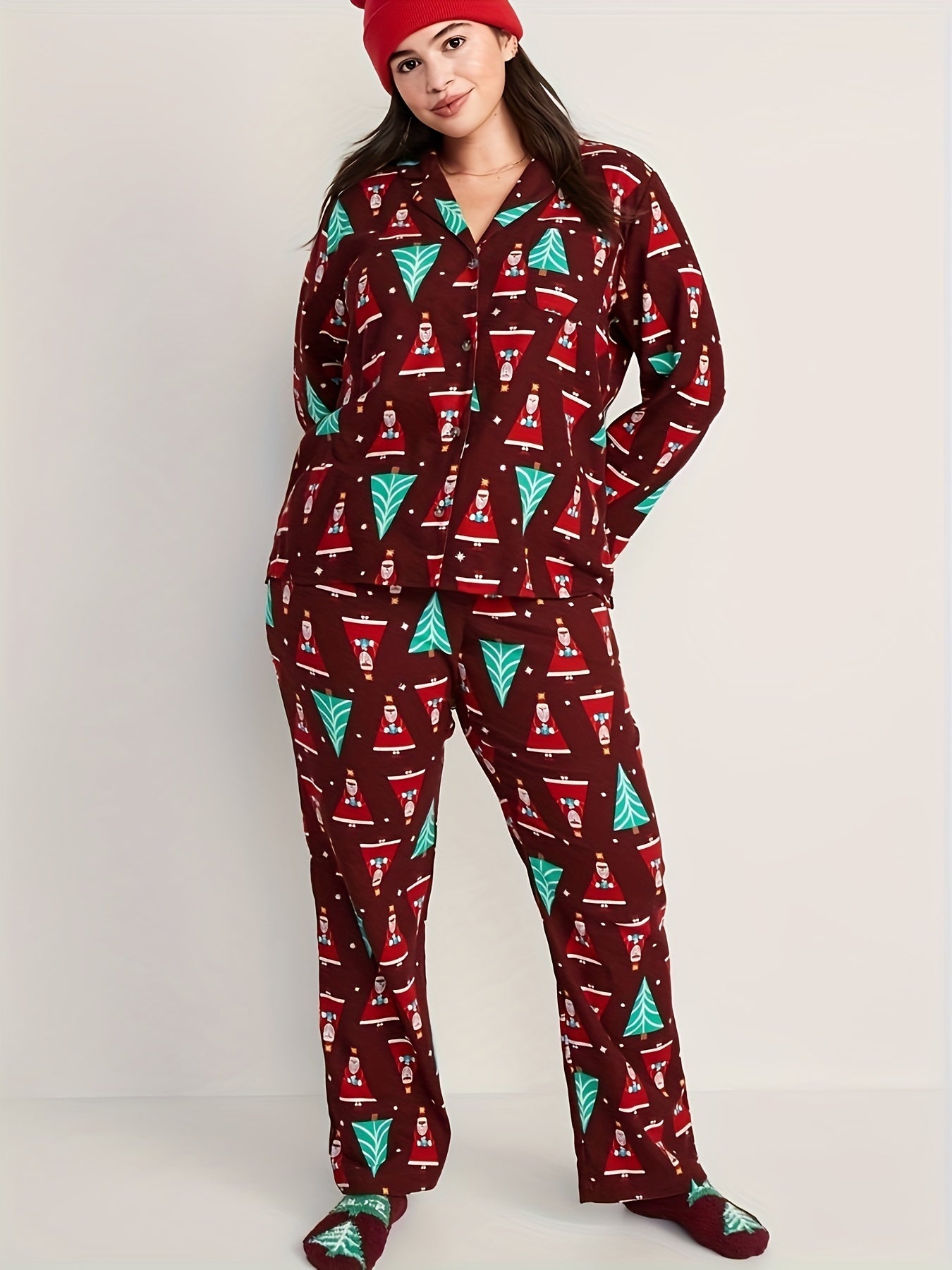 Christmas Tree Print 2 Piece Lounge Set