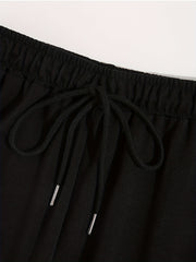 2 Pack Plus Size Sports Pants Women's Plus Letter & Star Print Elastic Waist Dra