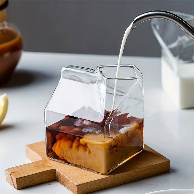Creative Milk Box Water Cup Glass Bottle For Juice Coffee Tea Birthday