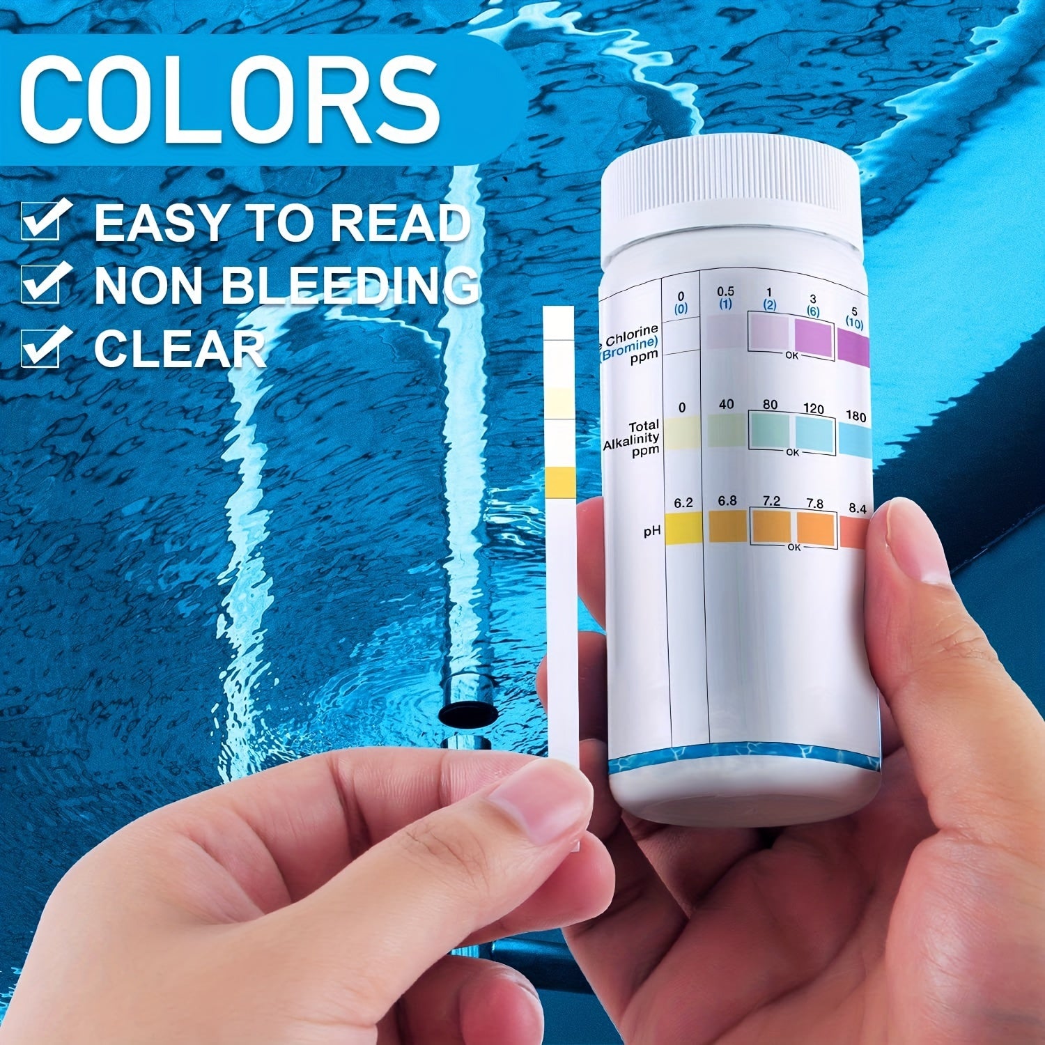 100pcs Hot Tub Test Strips 3 In 1 Pool Test Strips Accurate