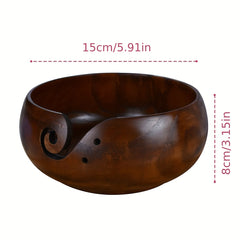 Wooden Yarn Bowl with Holes Crochet Holder Storage Bowls for Knitting