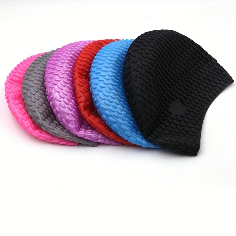 Adult Waterproof Silicone Swimming Cap Elastic Pool Cap