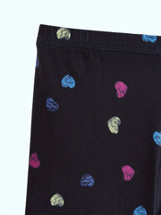 Girls' Heart Print Legging Pants for Sports Casual Outfit