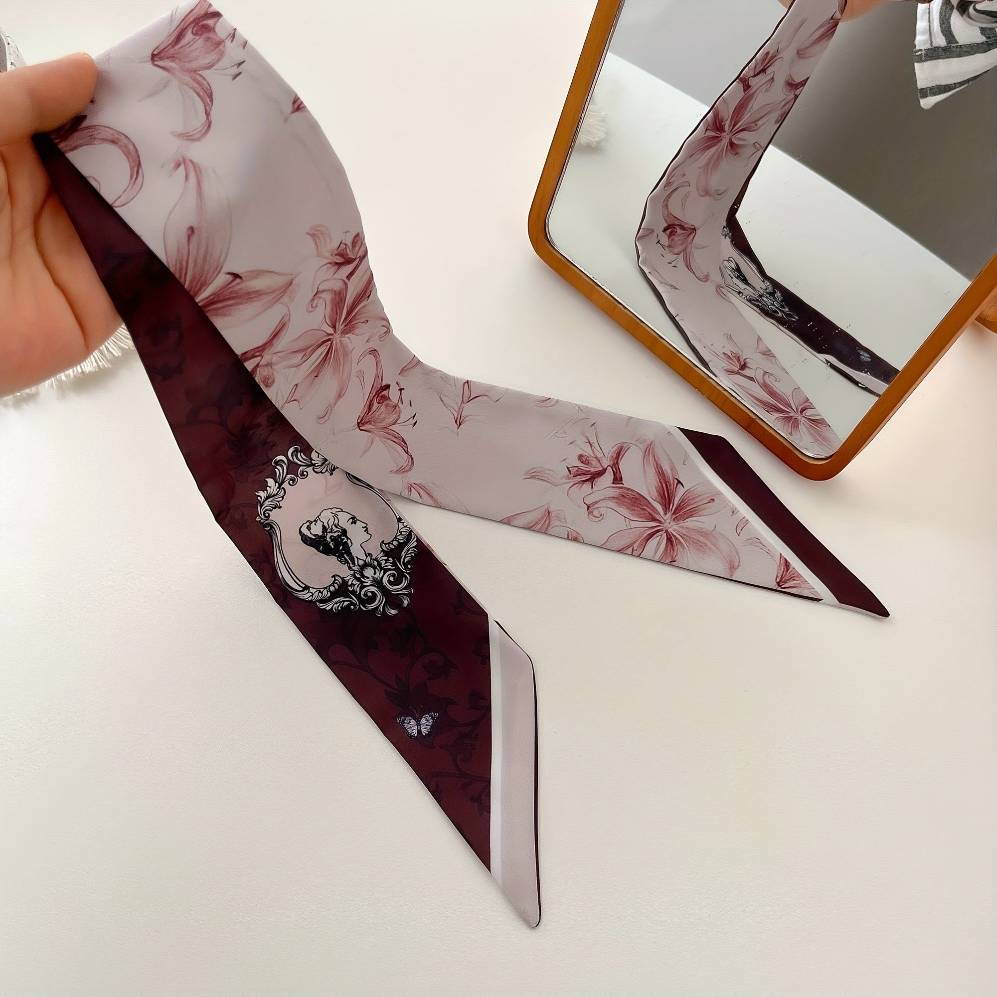 French Bow Vintage Headband Thin Long Scarf Ribbon Accessories