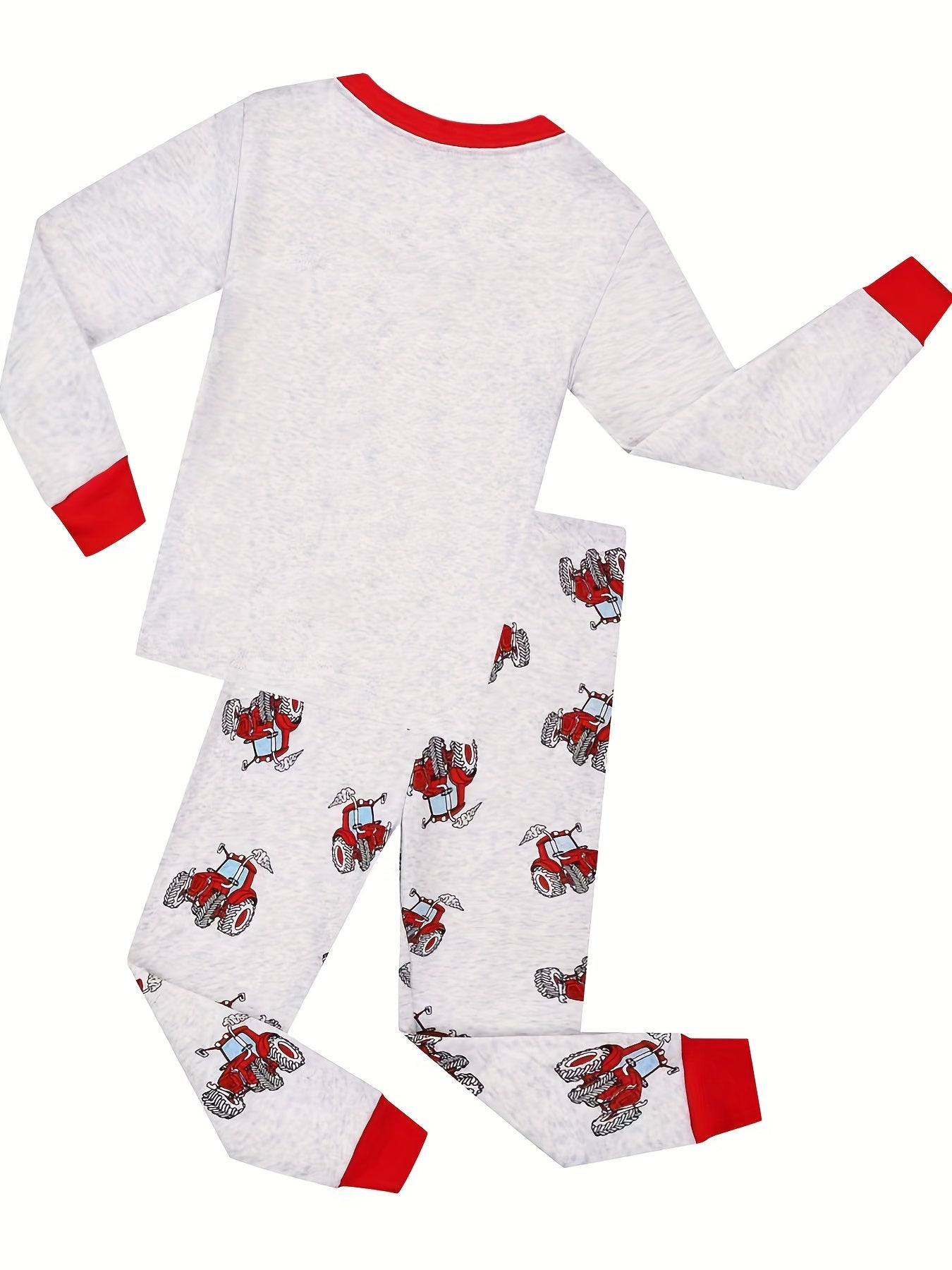 2pcs Boys Excavator Print Top & Shorts Sets Comfy Pajamas