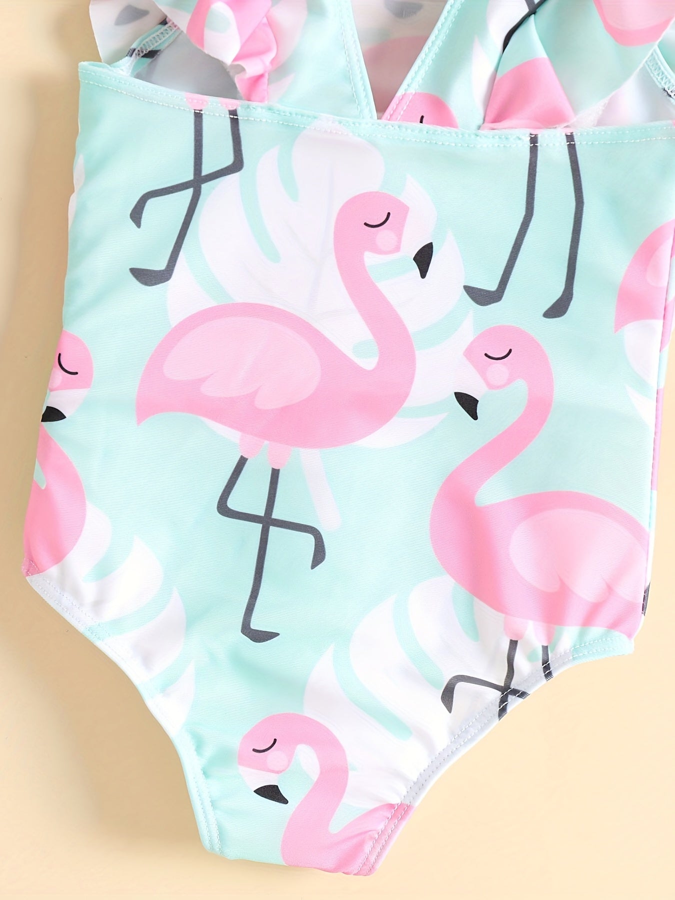 Flamingo Graphic One Piece Swimsuit for Baby Girls