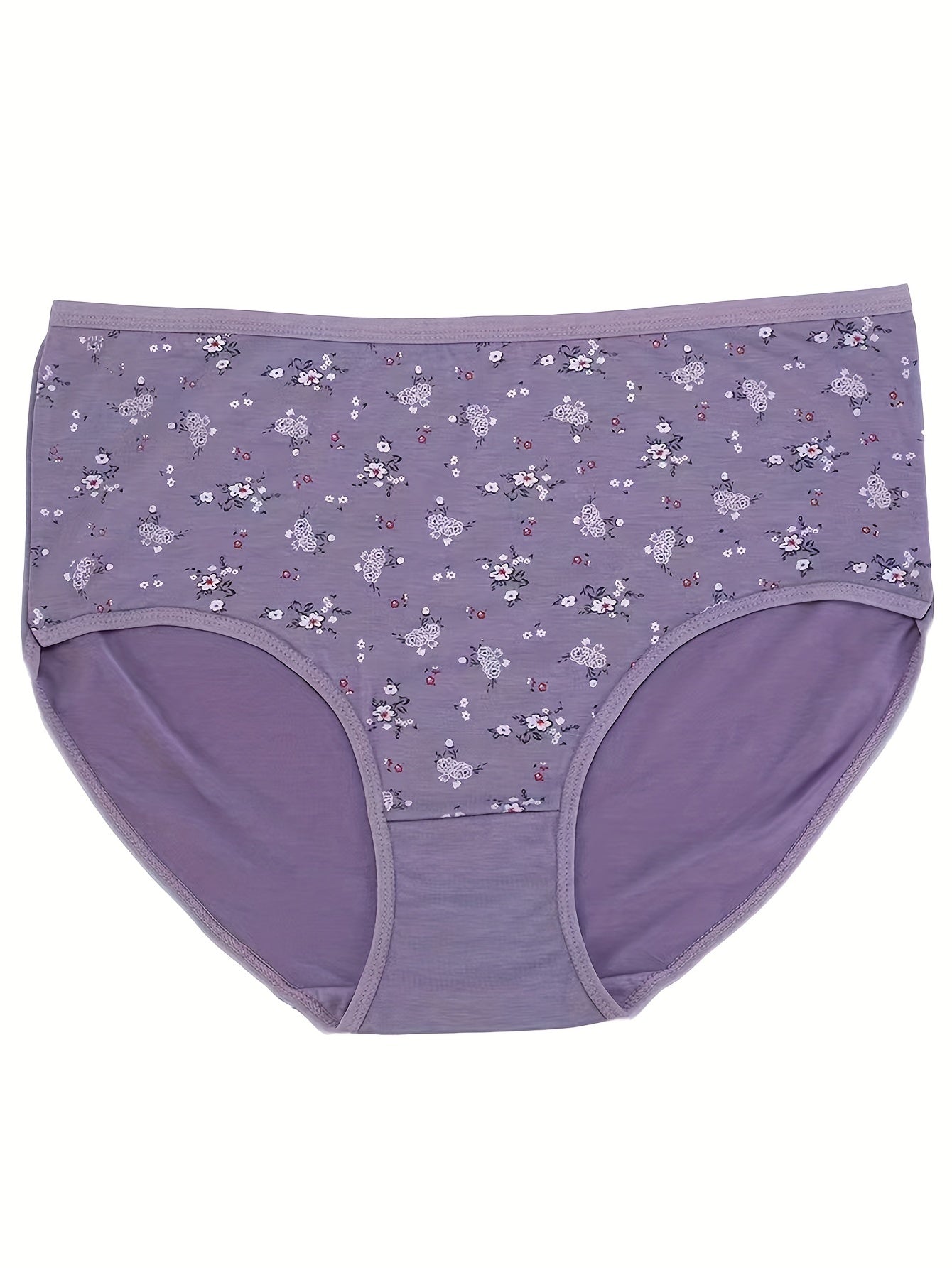 3 Pack Plus Size Boho Panties Set Women's Plus Soft Ditsy Floral Print