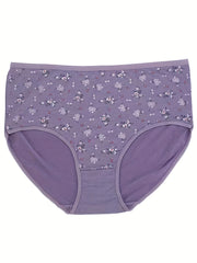3 Pack Plus Size Boho Panties Set Women's Plus Soft Ditsy Floral Print