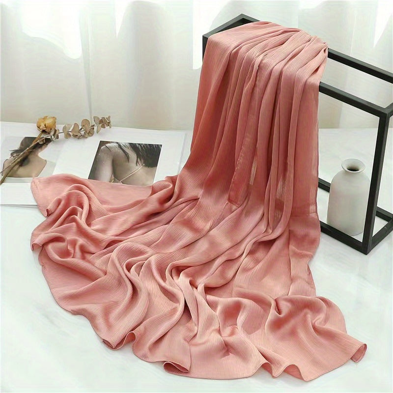 Silk Yarn Scarf Solid Chiffon Hijab Soft Breathable Headscarf