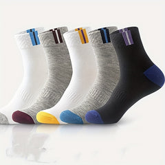 5 Pairs Men's Breathable Sport Socks Thick Mid Calf Socks