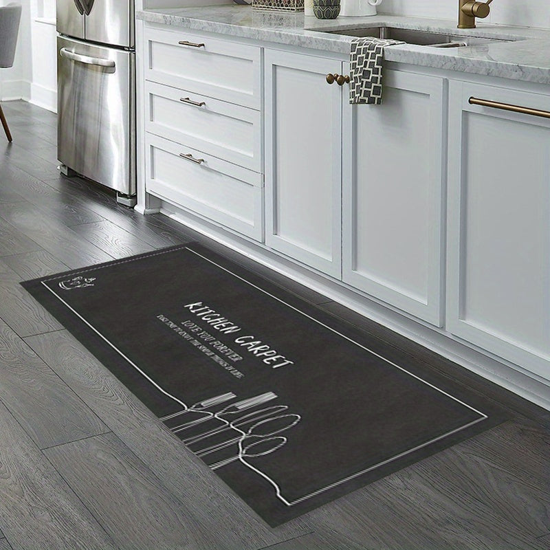 Crystal Velvet Gray Kitchenware Pattern Absorbent Floor Mat Halloween Home Decor