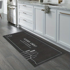Crystal Velvet Gray Kitchenware Pattern Absorbent Floor Mat Halloween Home Decor