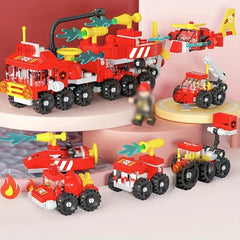 Fire Truck Bag Assembly Building Blocks Toy Model Gift