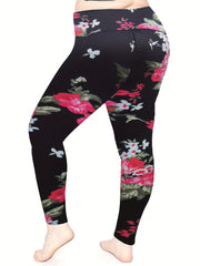 Floral Print Yoga Leggings Tummy Control
