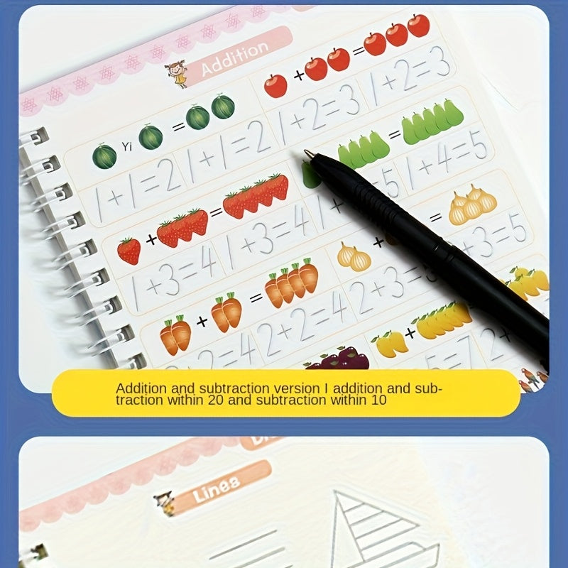 Calligraphy Practice Set: 4 Books, 5 Refills, Pen Holder, Magic Stickers