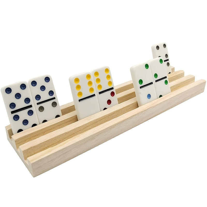 Wooden Domino Rack Classic Board Game Domino Tray Storage Rack