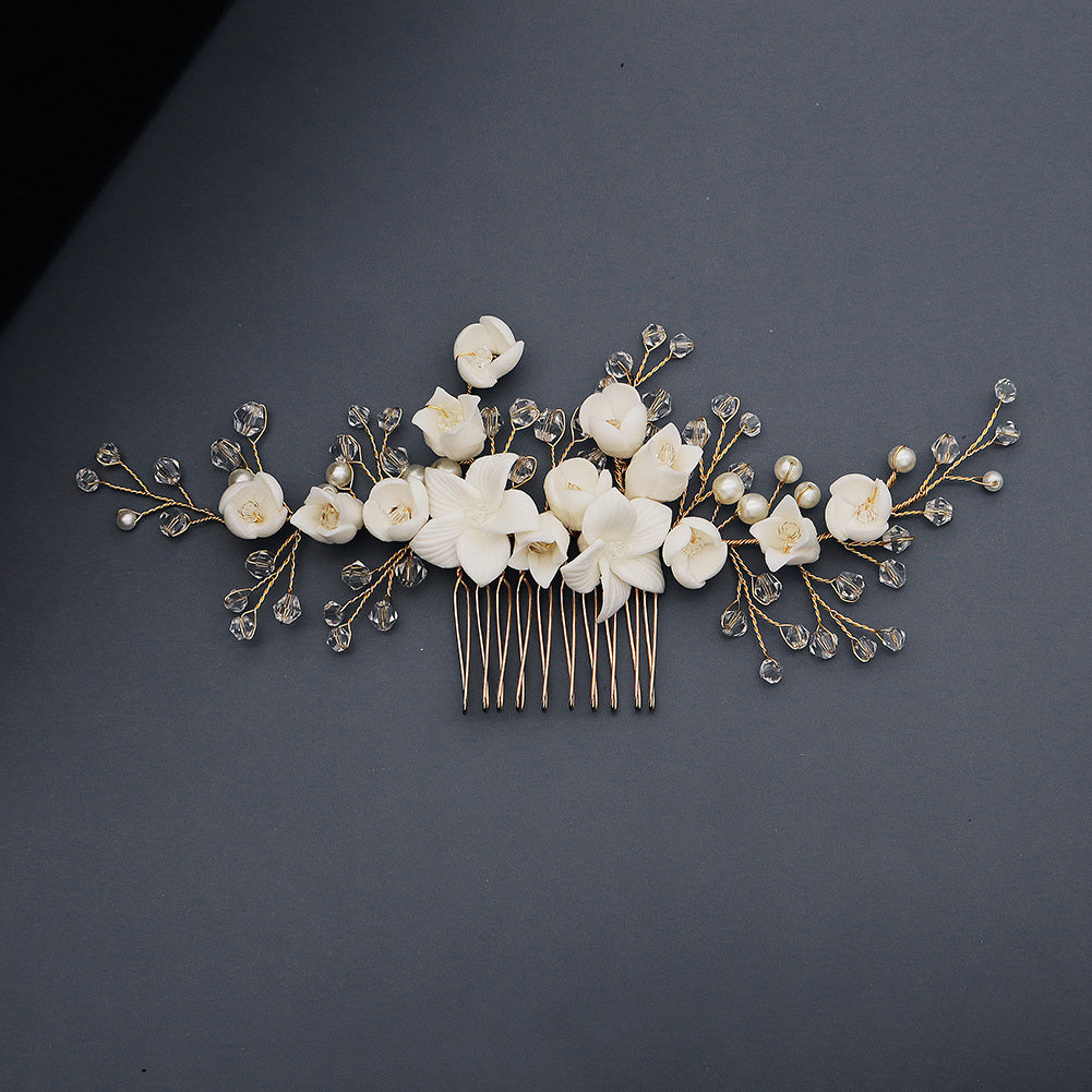 Crystal & Faux Pearl Bridal Comb Hairpiece Wedding Hairpin