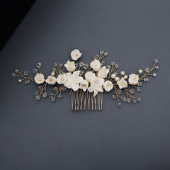Crystal & Faux Pearl Bridal Comb Hairpiece Wedding Hairpin
