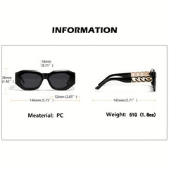 Large Geometric Sunglasses For Women Men Chain Charm Glasses UV400