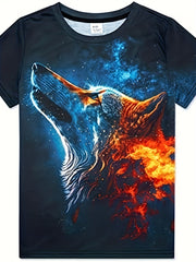 Boy's Galaxy & Cartoon Graphic T shirt 3D Digital Print Active Slightly Stretch