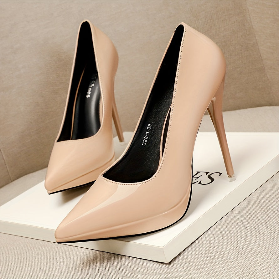 Women's Point Toe Stiletto Heel Patent Leather Shoes