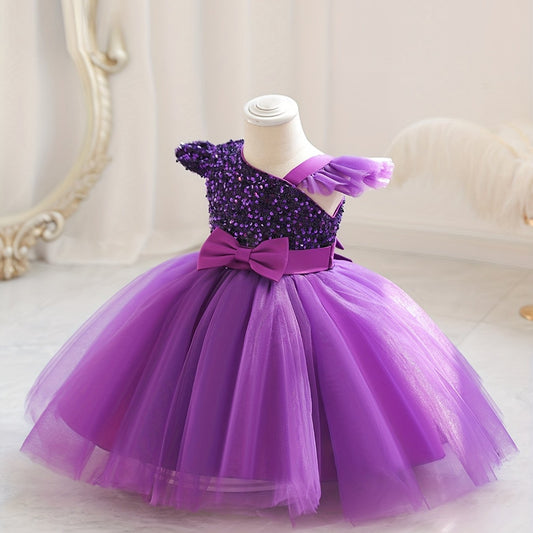 Girls Mesh Puffy Princess Dress - Birthday Gift & Performance Gown Dress