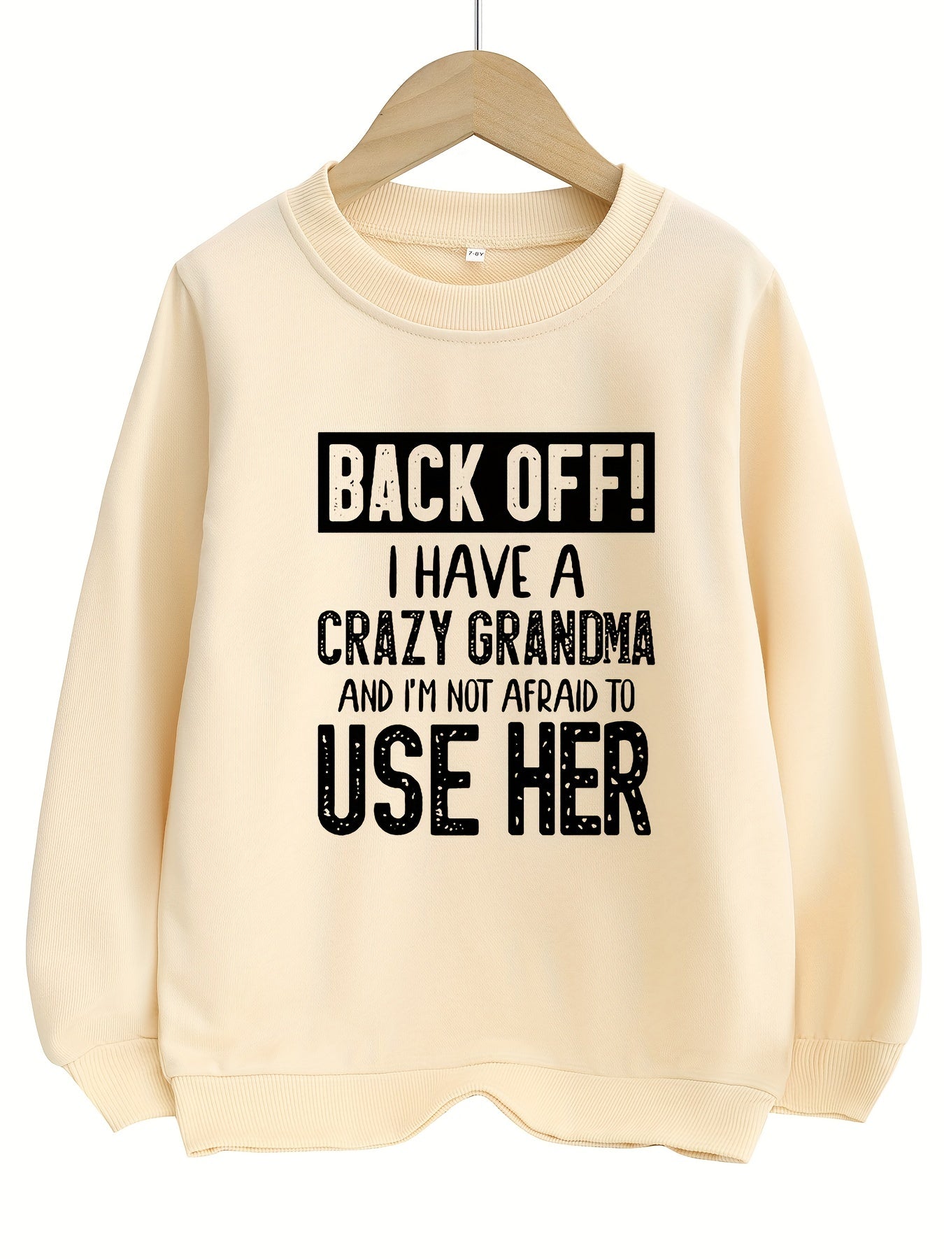 Girls Crazy Grandma Letter Graphic Crew Neck Sweatshirt Top
