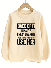 Girls Crazy Grandma Letter Graphic Crew Neck Sweatshirt Top