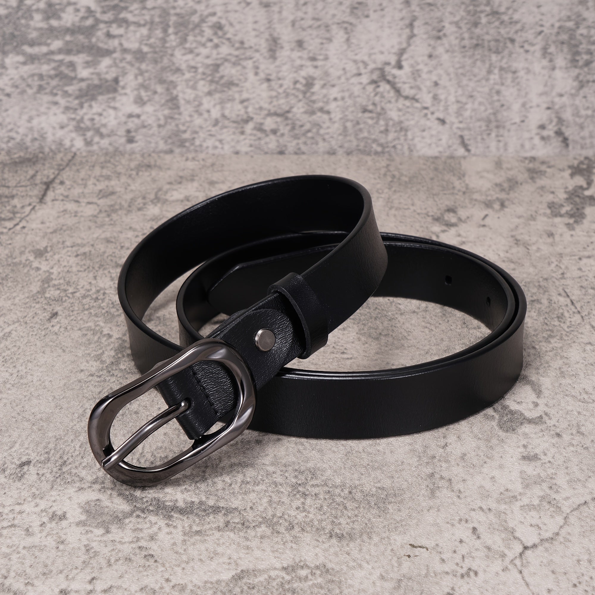 Women's Leather Belt Rectangular Pin Buckle Cowhide Belt