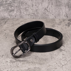 Women's Leather Belt Rectangular Pin Buckle Cowhide Belt