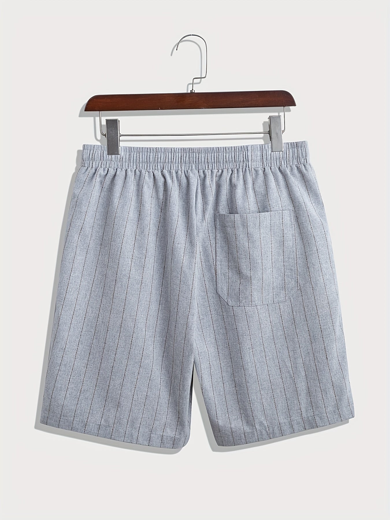 Striped Pattern Comfy Shorts Men's Casual Waist Drawstring Flat Front Shorts