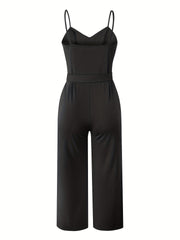 Button Front Cami Jumpsuit Backless Casual Jumpsuit