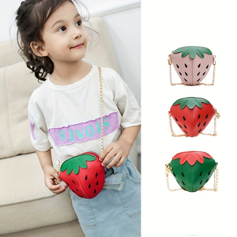 Girls Cartoon Strawberry Shaped Bag Messenger Mini Coin Purse Decorative