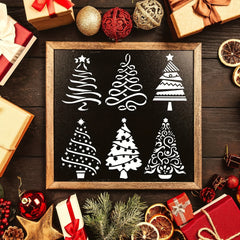 Christmas Tree Stencil 6 Designs 29.97x29.97cm Reusable for Wood Painting