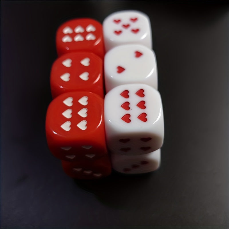 Red Heart Shaped Dice Acrylic 6 Sides Round Dice