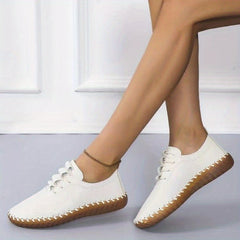 Women's Solid Flat Shoes Comfortable Closed Toe Lace Up Shoes