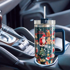 40oz Christmas Insulated Tumbler with Handle & Straw