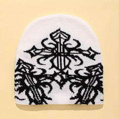 Anime Totem Jacquard Beanie Hip Hop Solid Knit Hat Unisex Elastic Lightweight