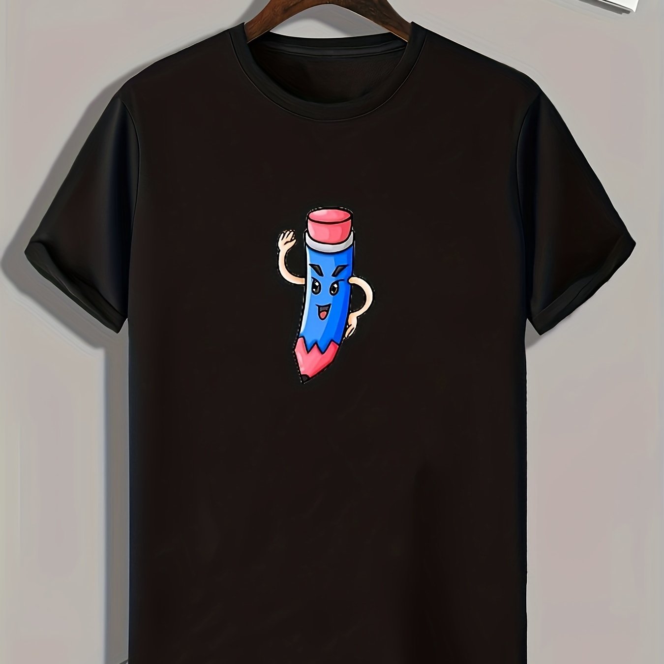 Pencil Print Mens Graphic Tee for Summer
