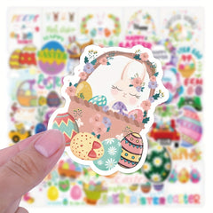 50pcs Easter Egg Bunny Stickers Waterproof Vinyl Stickers
