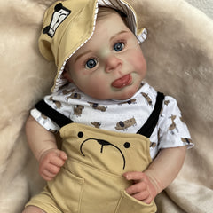 22" Reborn Baby Doll Soft Body Open Eyes Animal Print Outfit Shower Safe