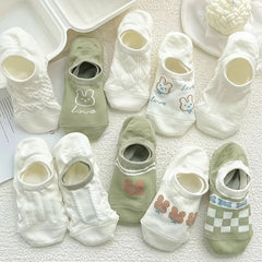 10 Pairs Cute Cartoon Boat Socks Pack Women's Stockings