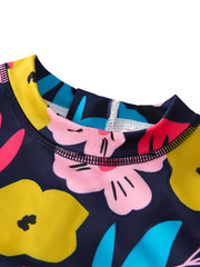 Girls Long Sleeve One Piece Swimsuit Beach Sun Protection