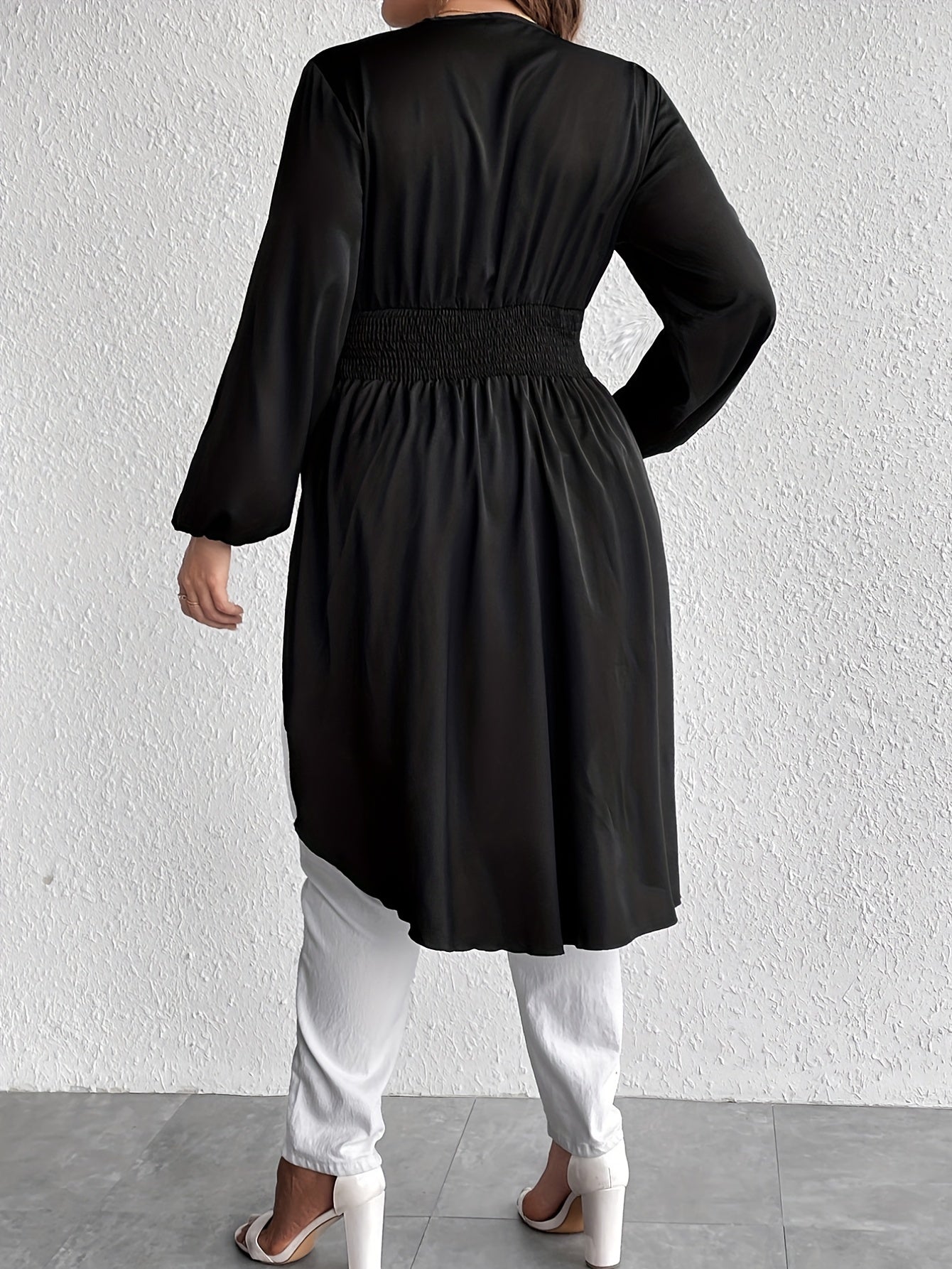 Casual Blouse Women's Plus Solid Lantern Sleeve Tunic Top