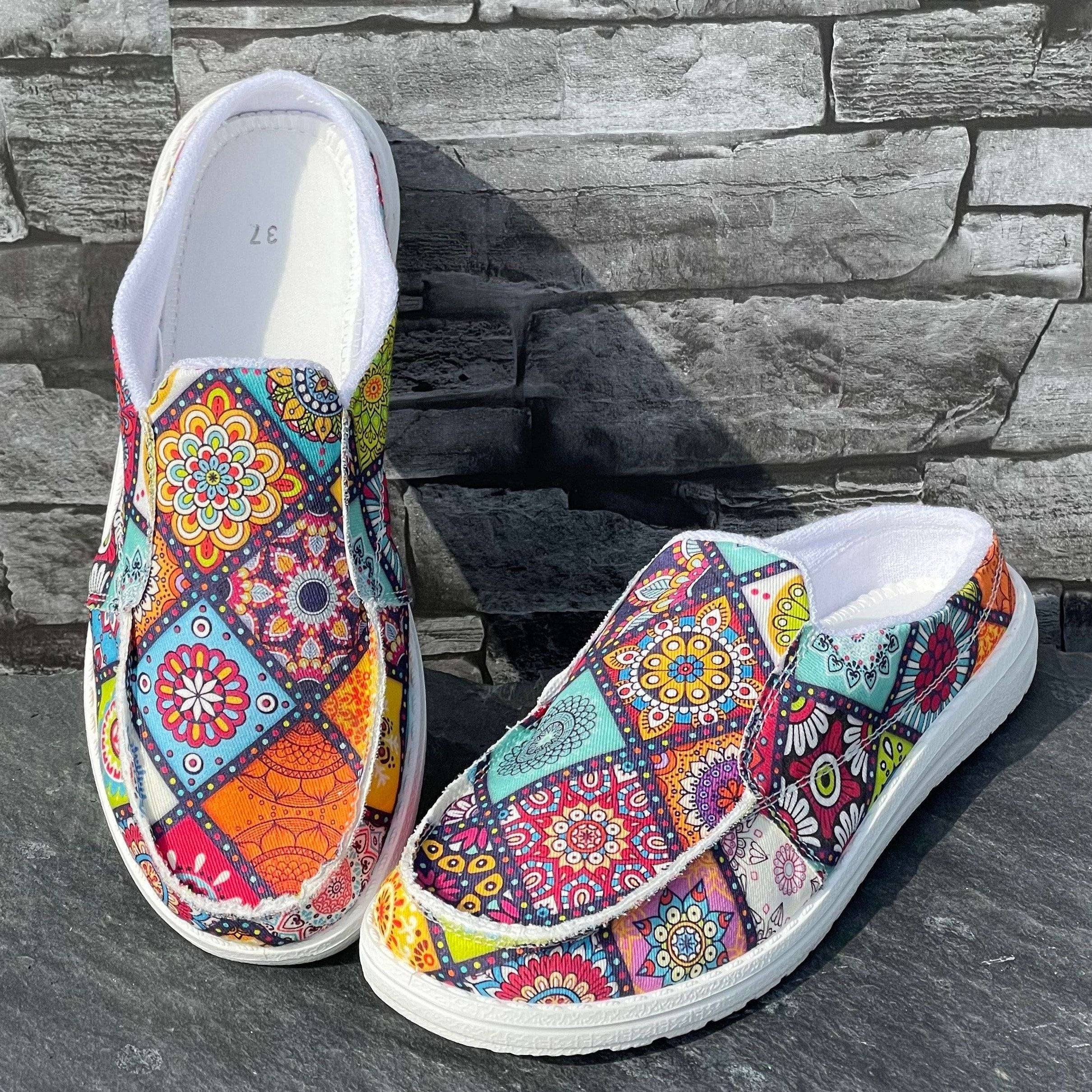 Geometric Pattern Flat Shoes Women's Lightweight Walking Shoes