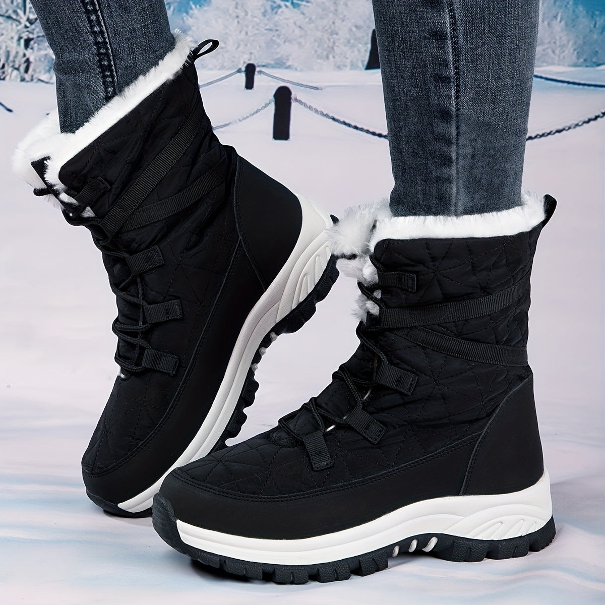 Women's Waterproof Snow Boots Warm High Tube Hiking Boots