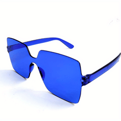 Frameless Square Sunglasses with Cleaning Cloth and Anti-squeeze Box