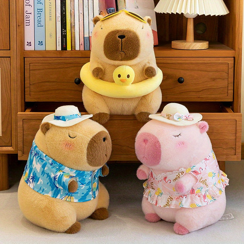 2pcs Capybara Plush Toy with Floral Skirt - Great Holiday Gift
