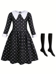 Girls Long Sleeve Button Casual Dress for Spring