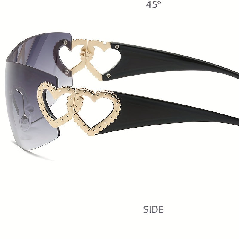 Y2K Sunglasses Rimless Gradient Lens Oversized Futuristic Eyewear UV400